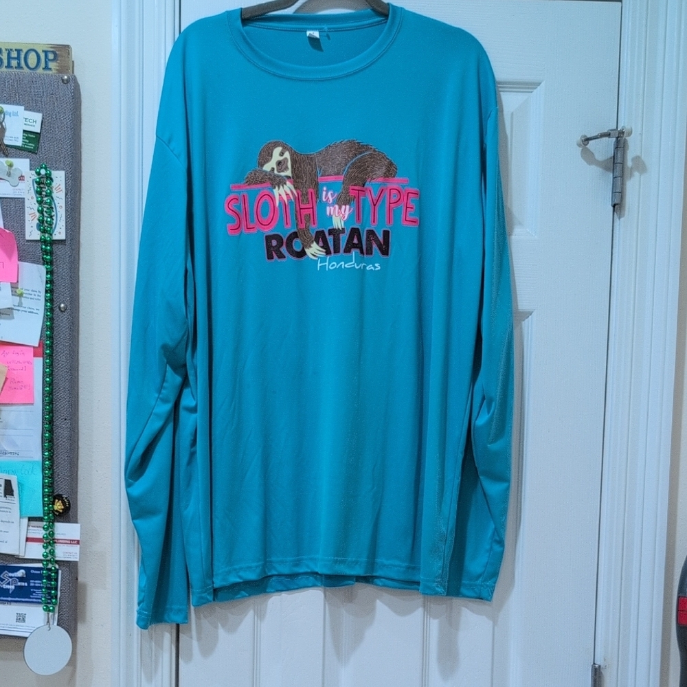 Blue Sloth Graphic Long Sleeve Tee - Picture 4 of 4